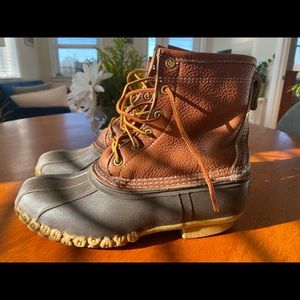 LL BEAN 8 inch Plaid Lined Duck Boots Size 9M
